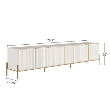 Modern Beige TV Stand with Storage Drawers & Metal Foot - Spacious Entertainment Center